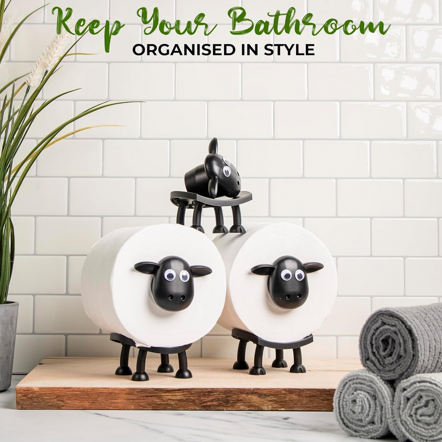 Toilet Paper Holder Sheep - Cute Bathroom Decor - Set of 3