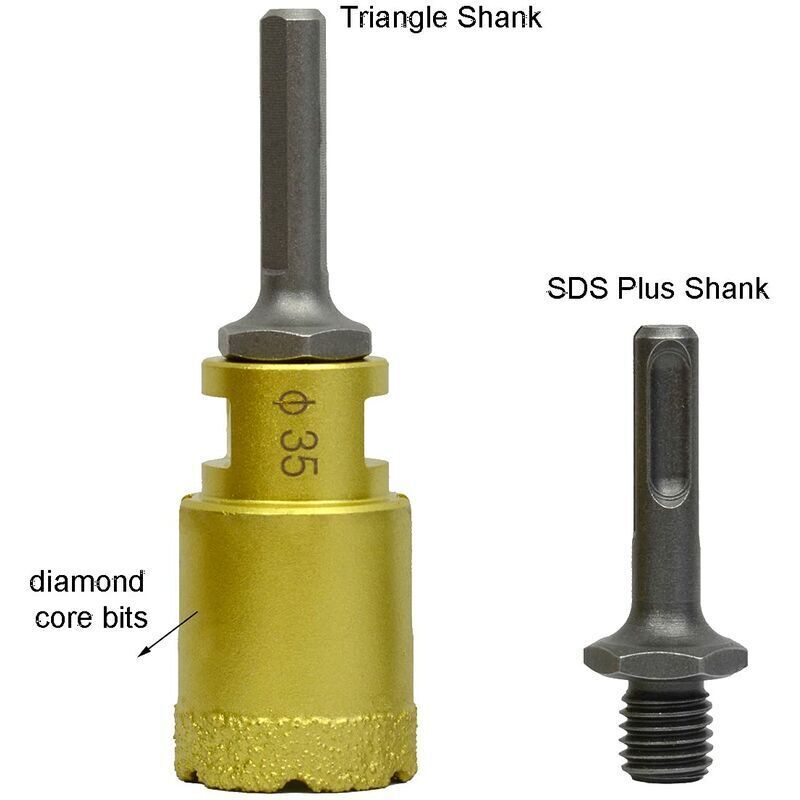 M14 external thread to SDS Plus internal thread and internal triangle adapter for drill grinder, from DEBUNS