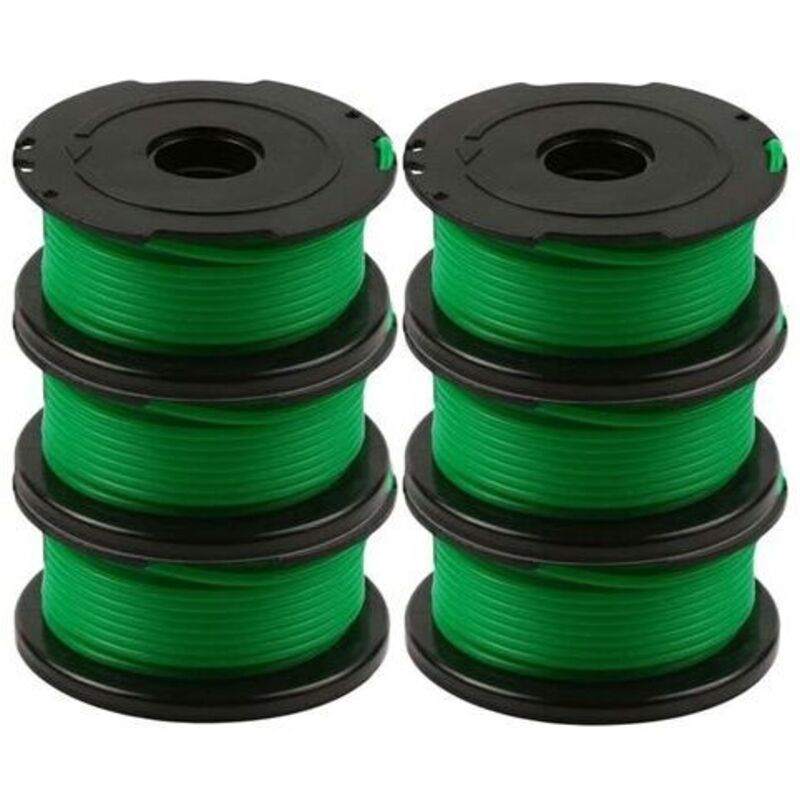 Pack of 6 spools of line for Black and Decker GL7033, GL8033, GL9035 grass trimmer, 6 m,