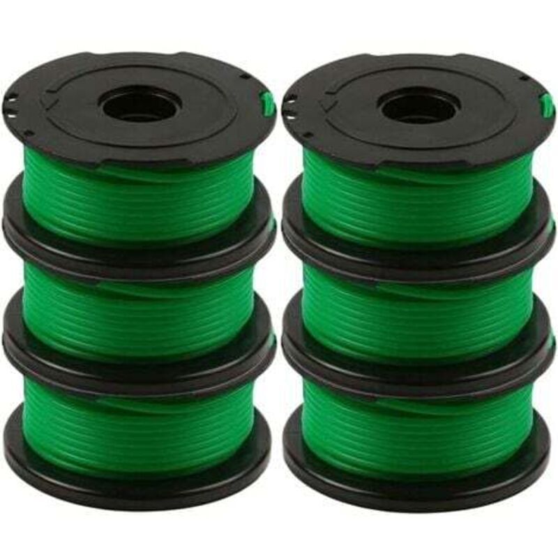 Pack of 6 spools of line for Black and Decker GL7033, GL8033, GL9035 grass trimmer, 6 m,