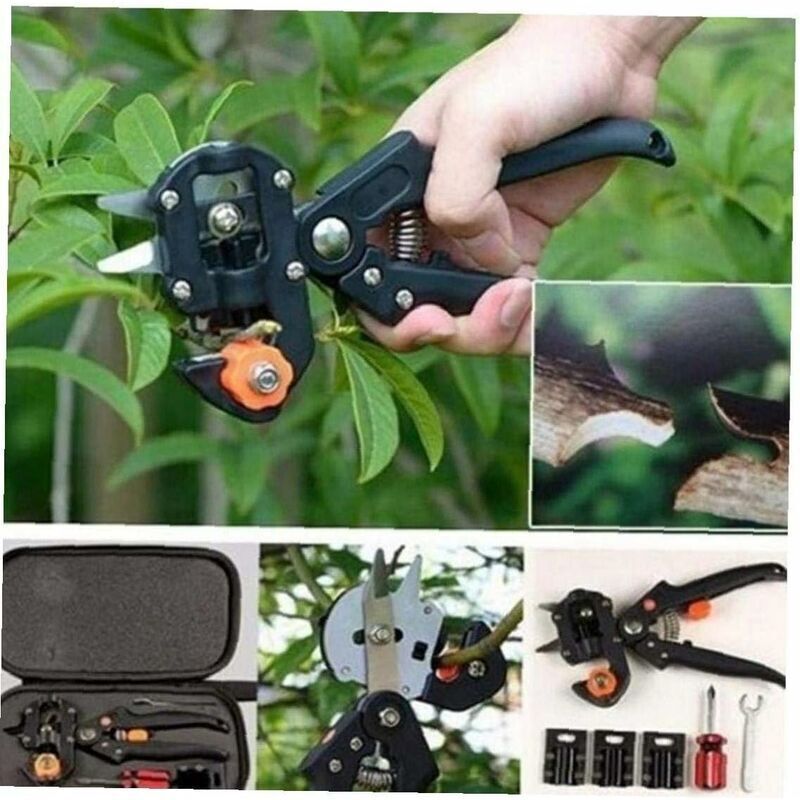 Professional Grafting Scissors Garden Scissors Tree Grafting Pliers Garden Grafting Kit for Trees (Black Cloth Bag + Rubber Band + Membrane)