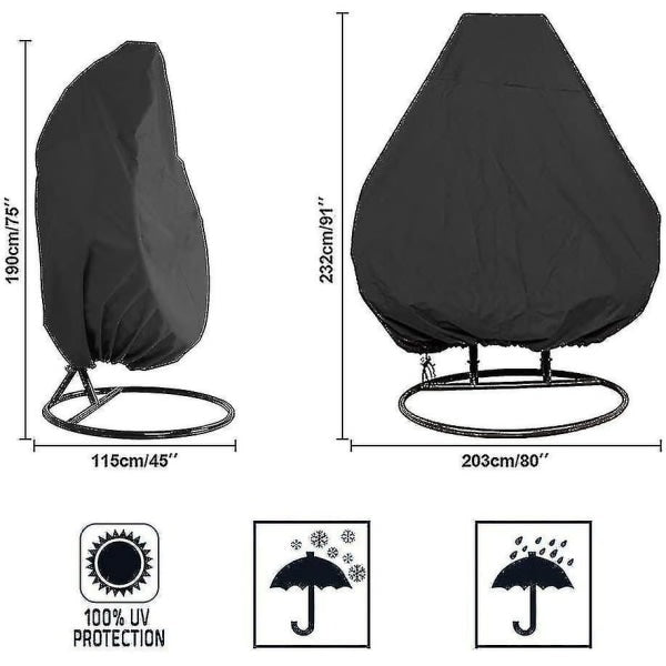 Barsinfi Oxford Zipper Hanging Chair Cover 190 X 115 Cm Waterproof Cover for Garden and Outdoor Furniture 190 X 115 Cm_max