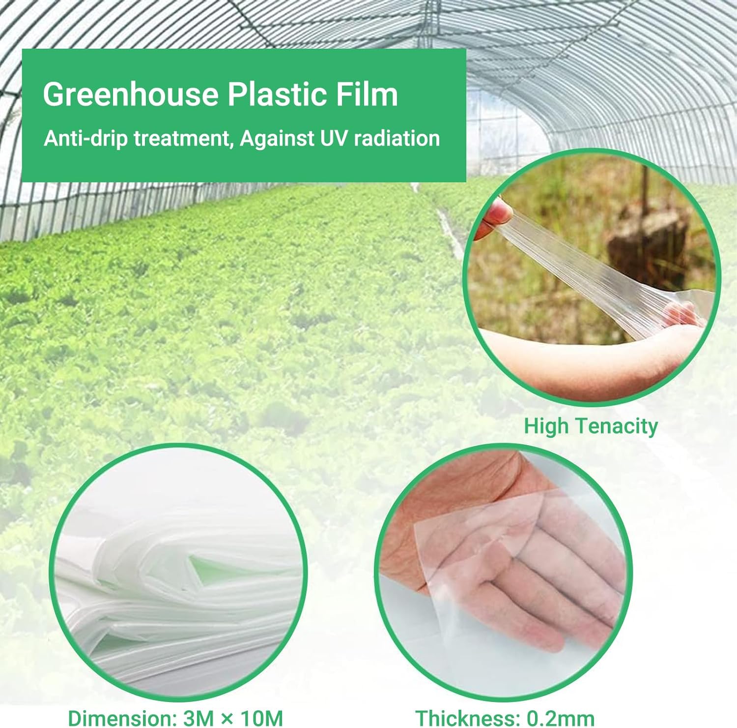 (Special Offer) 2x6m Polyethylene Greenhouse Film, Transparent, Extra Thick Garden Film for Foil Tunnels 10 m