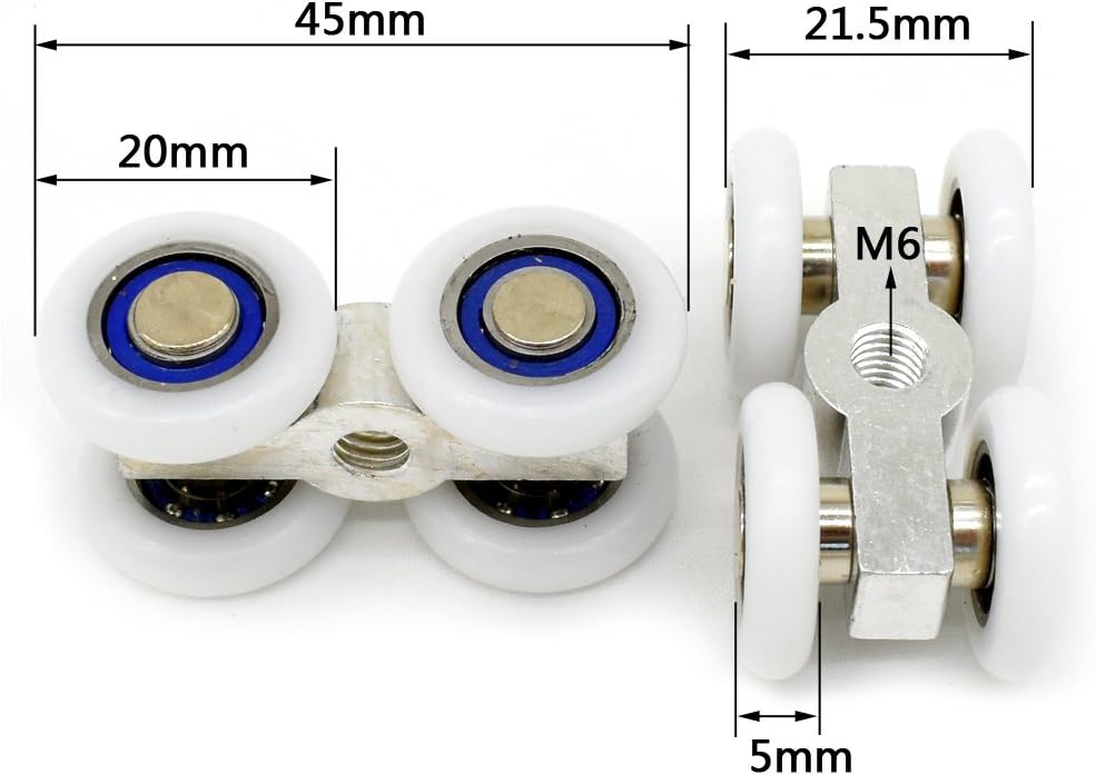 Set of 2 rollers for sliding glass doors