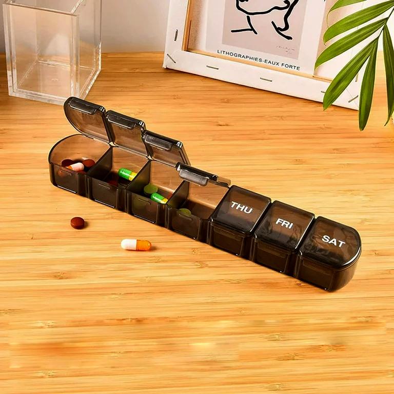 Medicine dispenser for 1 week with large compartments black