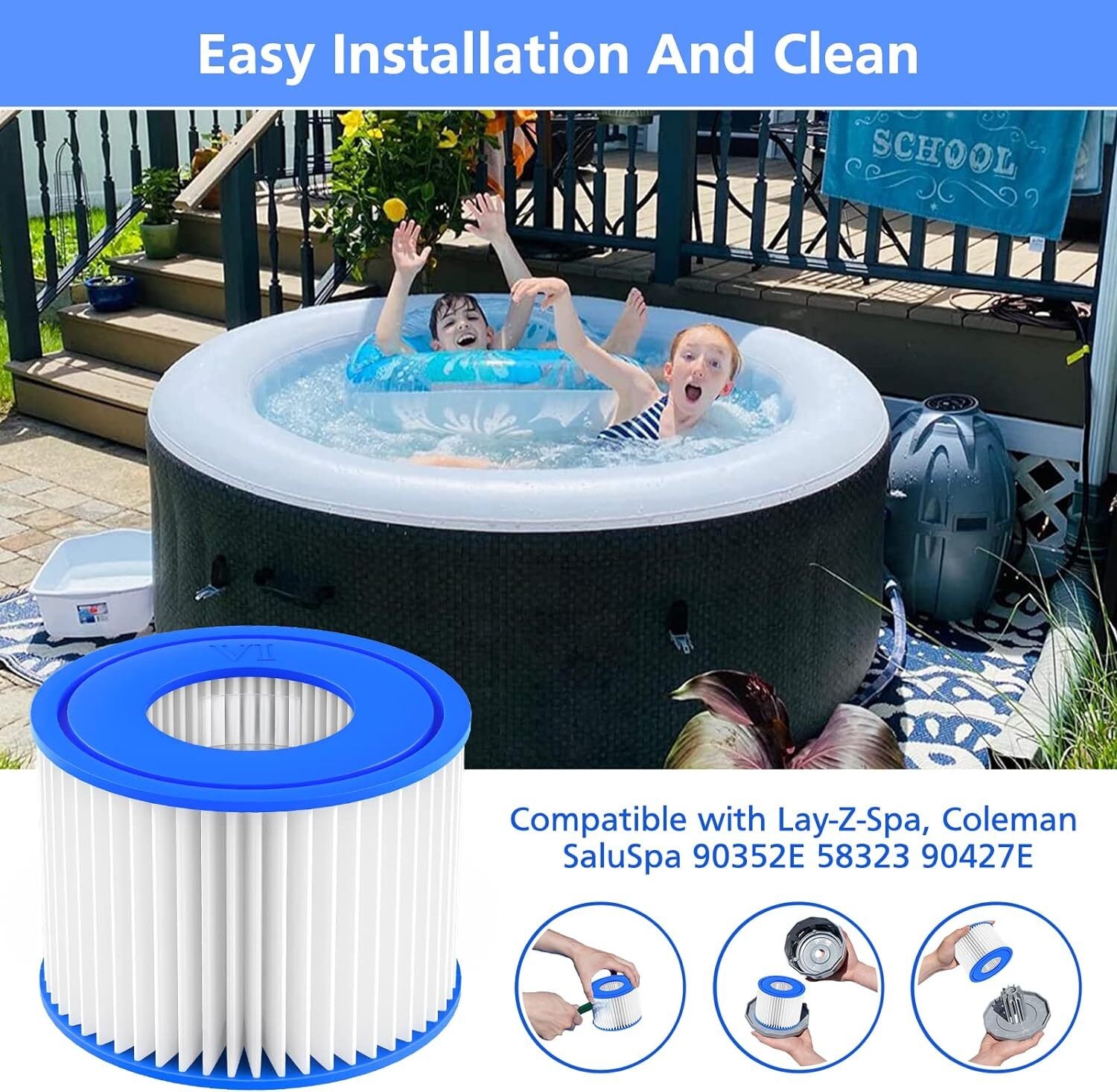 Lay-Z-Spa Filter Cartridge (VI), Compatible with All Lay-Z-Spa Hot Tub Models 4pcs