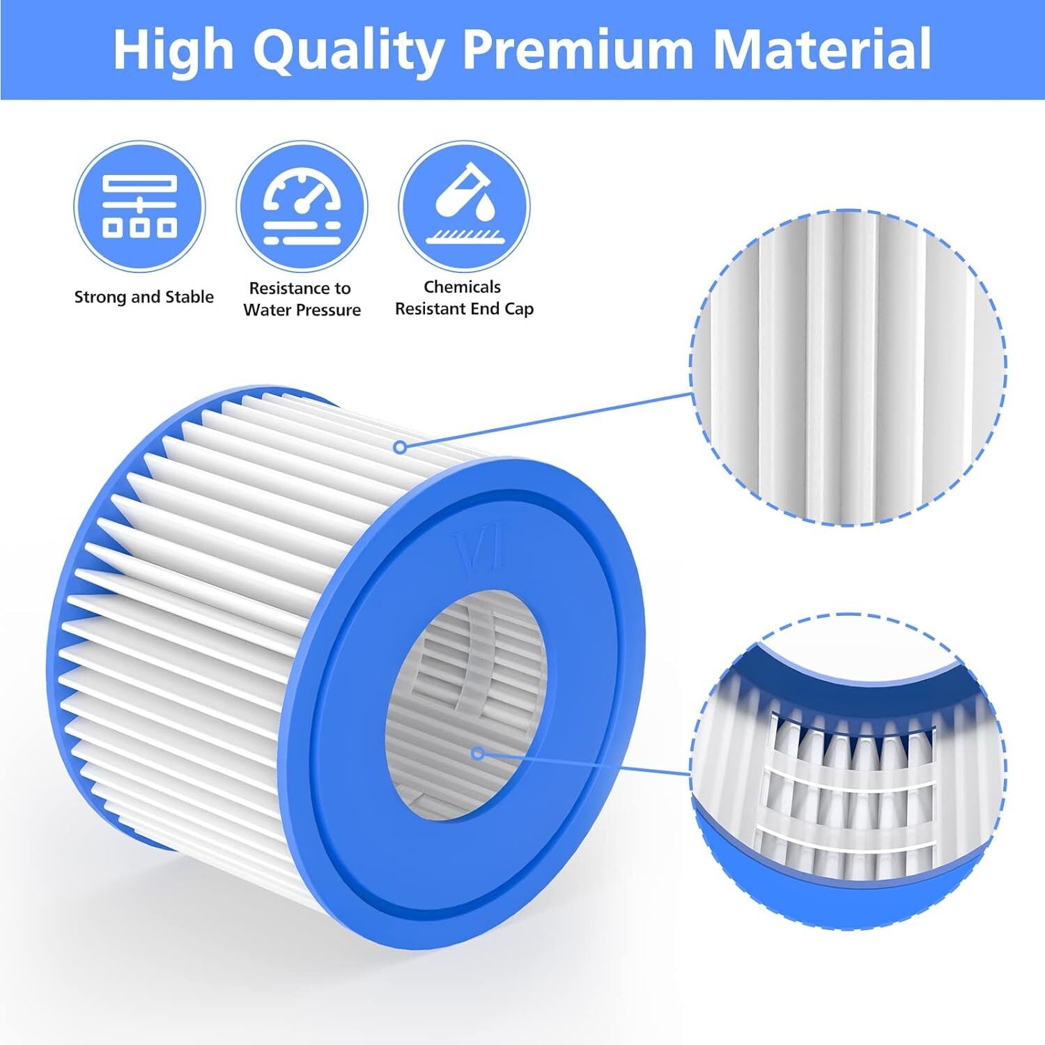 Lay-Z-Spa Filter Cartridge (VI), Compatible with All Lay-Z-Spa Hot Tub Models 4pcs