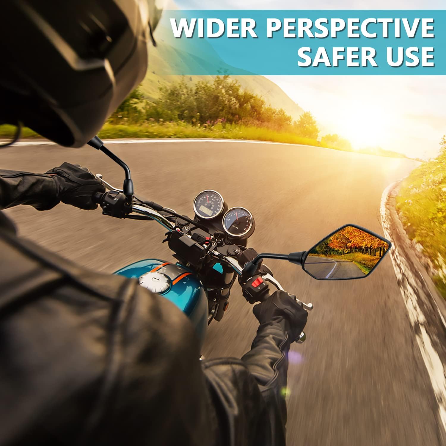 Motorcycle mirror, pair of universal rearview mirrors, suitable