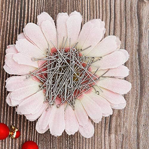 300pcs 4cm 304 Stainless Steel Open Eye Pins Head Pins for Jewelry Making, (Silver) Silver Silver Silver