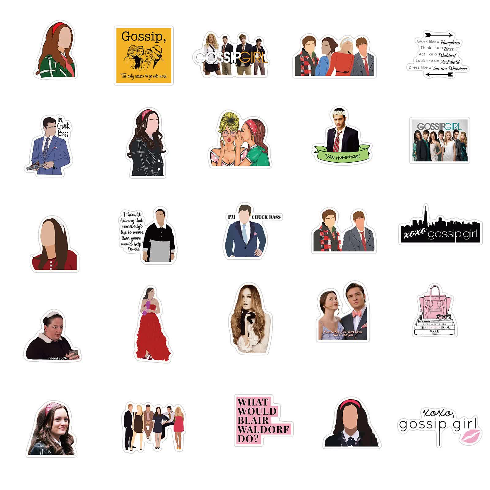 50pcs Gossip Girl Blair Serena Chuck Dan TV Quotes Scrapbook Graffiti Stickers