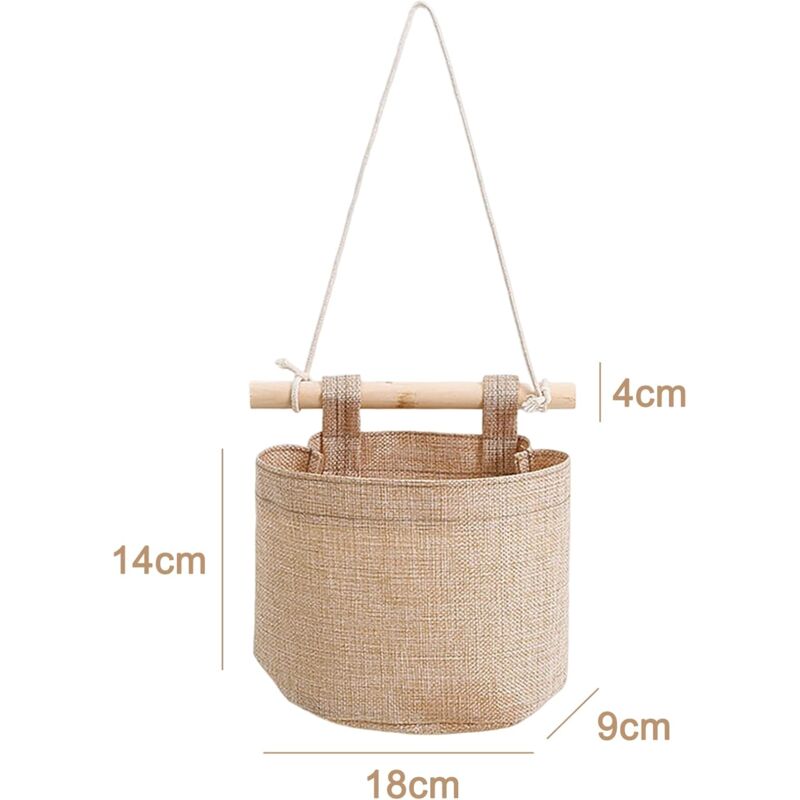 Hanging Storage Bag with Pockets 3 Layers Cotton Linen Canvas Hanging Storage Bag on Wall Door Organizer for Bedroom Bathroom