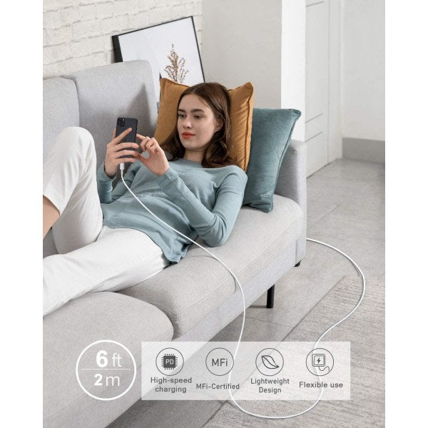 4-Pack Apple MFi Certified Lightning Charging Cable 1.8m – Compatible with iPhone 12/11/X/XR/XS/8/7