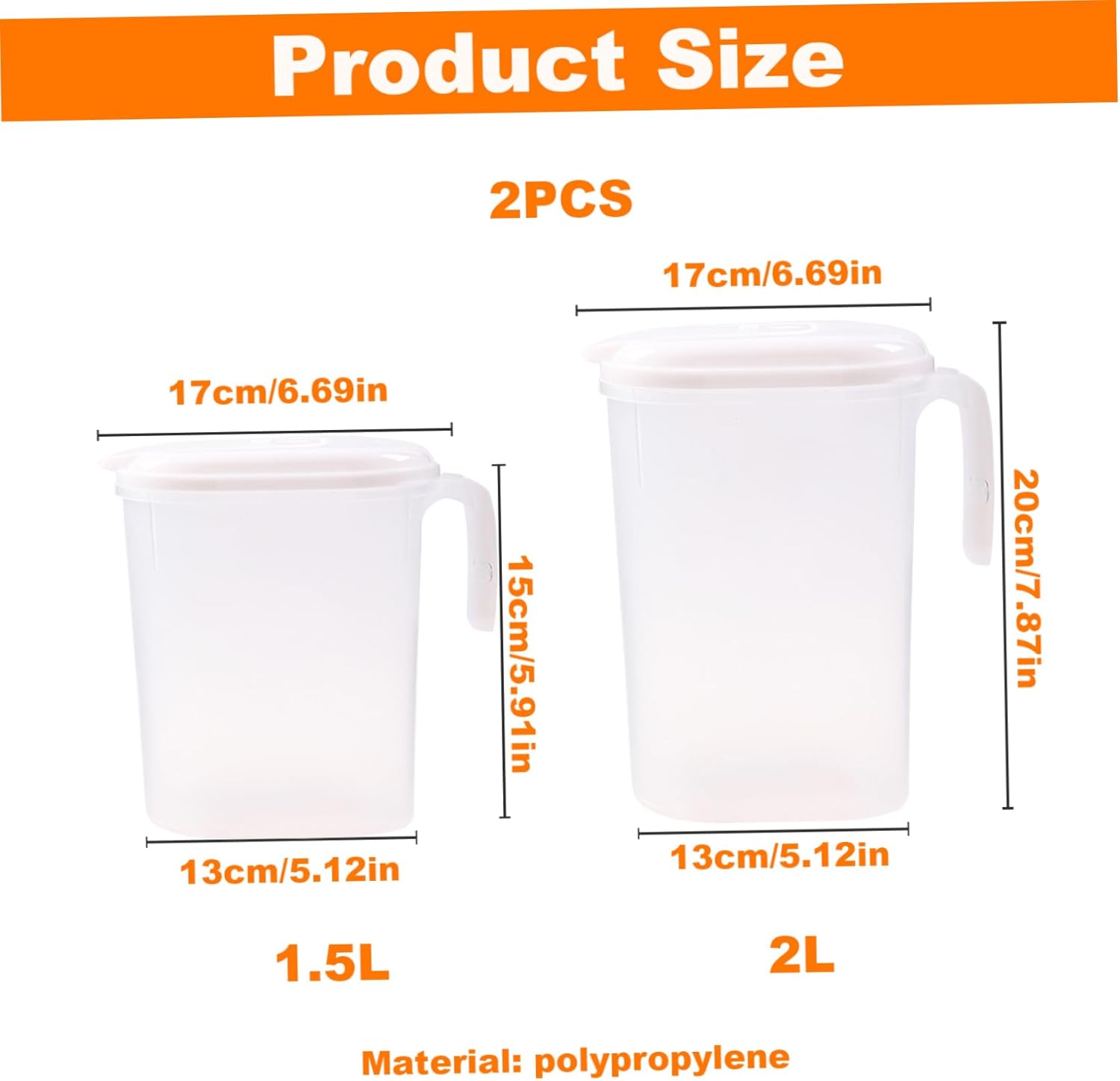 Cooling Water Jug, 1.5L and 2L plastic jug with filter lid, leak-proof for juice or iced tea