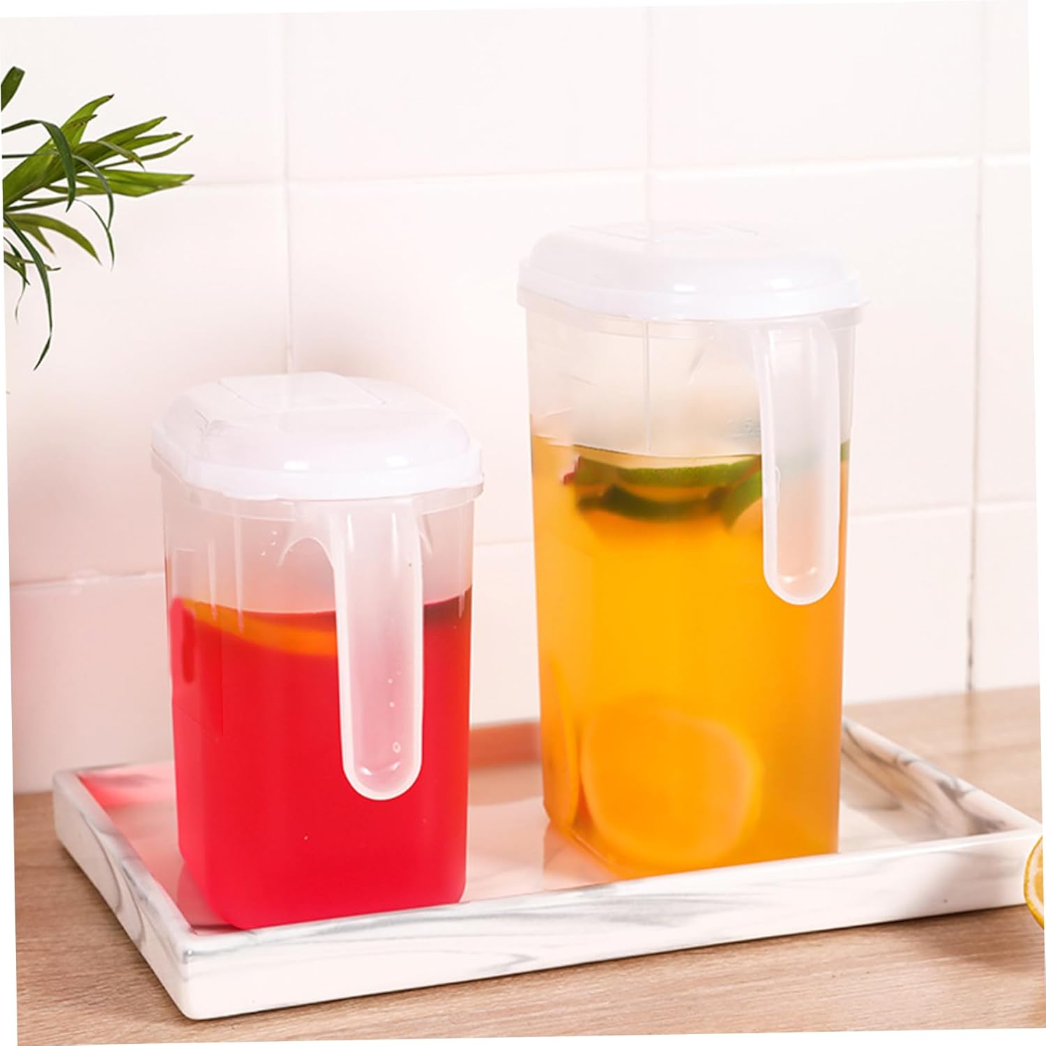 Cooling Water Jug, 1.5L and 2L plastic jug with filter lid, leak-proof for juice or iced tea