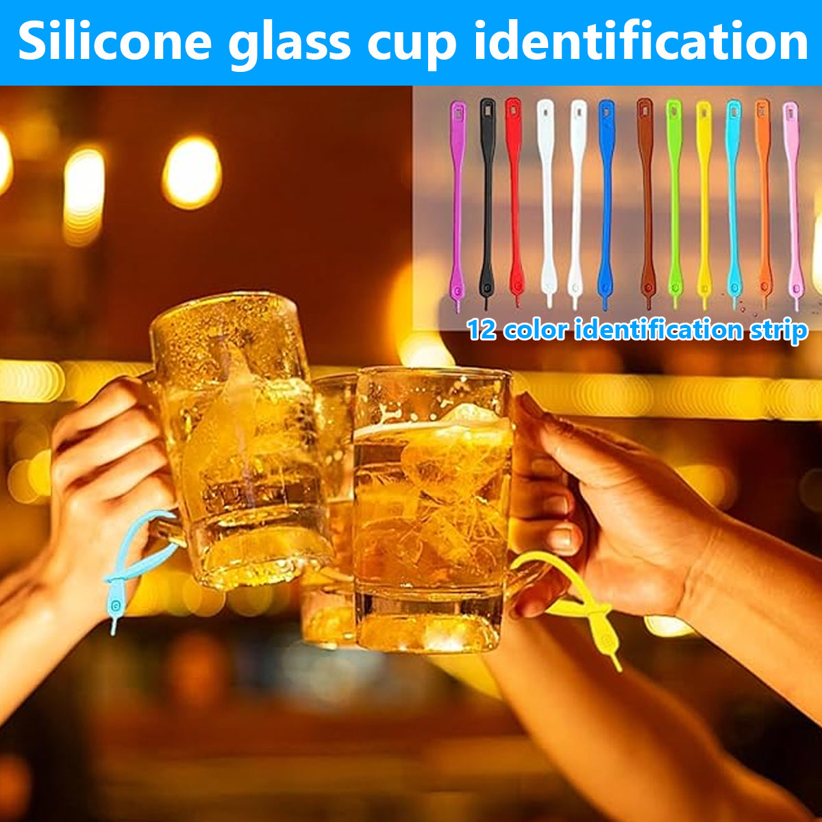 60 pcs glass markers, silicone glass marker drinking glass colorful wine glass markers reusable wine glass markers wine marker