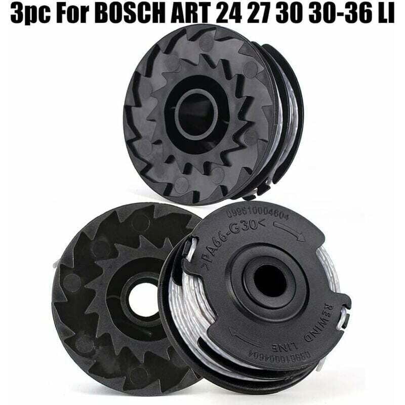 Set of 3 spools for Bosch grass trimmer Art 24 27 30 30-36 Li 18 M 1.65 mm.