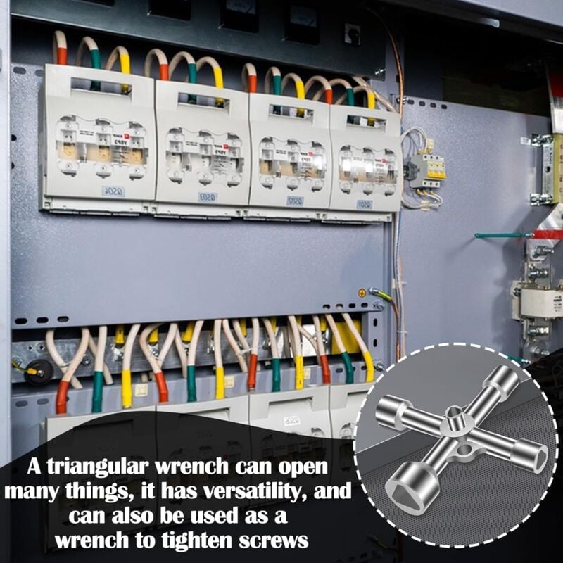4-way triangle wrench 5 sizes Inner diameter 7mm/10mm/12mm/13mm/18mm Universal wrench for electrical cabinets, gas, water, electricity meters, cabinets