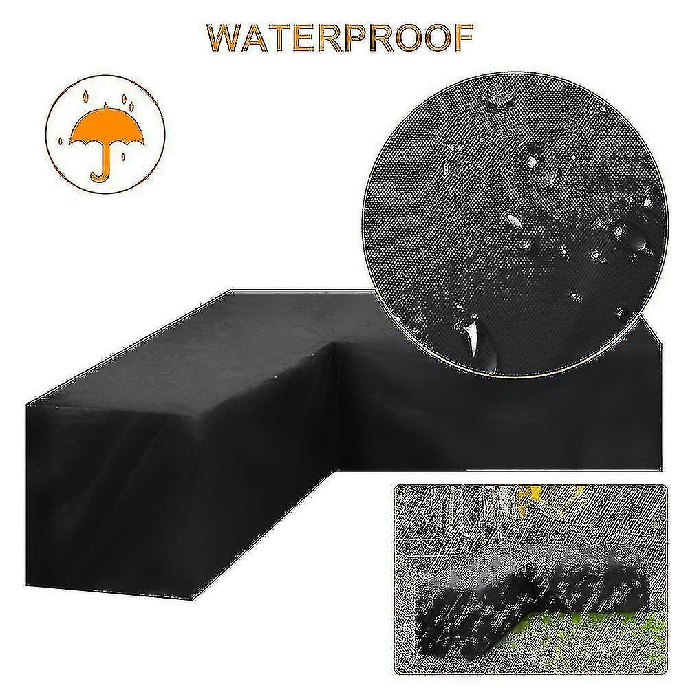 12 Sizes L-Shape All-Weather Cover Waterproof Rattan Corner Furniture Protector Garden Patio Outdoor Sofa Cover Dust Cover270*200*82cm