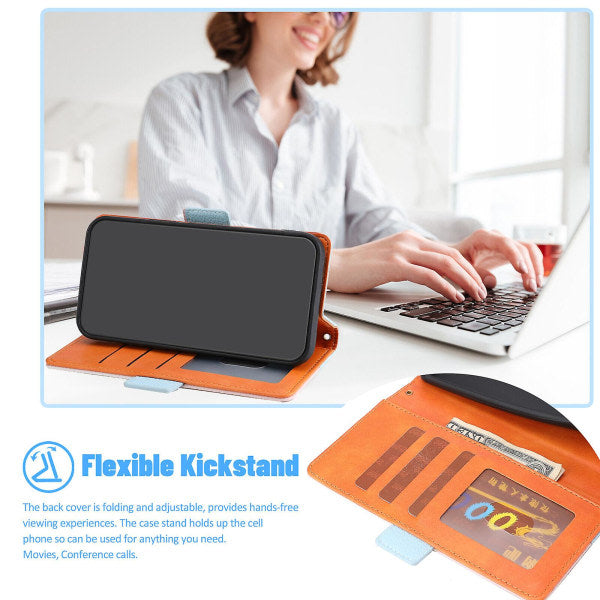 Case for Samsung Galaxy A22 4g Protection Three-color Stitching Coque Magnetic Mobile Phone Case Etui - Black