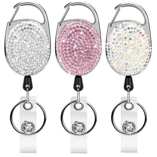 Keychain Retractable 3 ID Cards Yo-Yo, Retractable ID Card Holder Keychain Key Ring Key Tag Retractable for Keys, Card Holder ID Card Holder