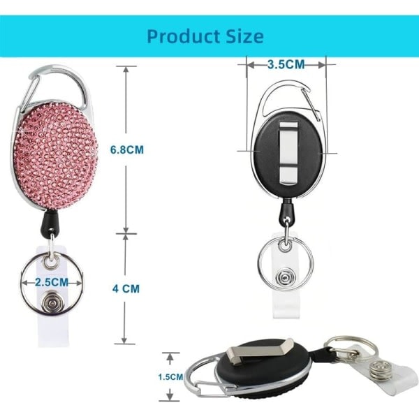 Keychain Retractable 3 ID Cards Yo-Yo, Retractable ID Card Holder Keychain Key Ring Key Tag Retractable for Keys, Card Holder ID Card Holder