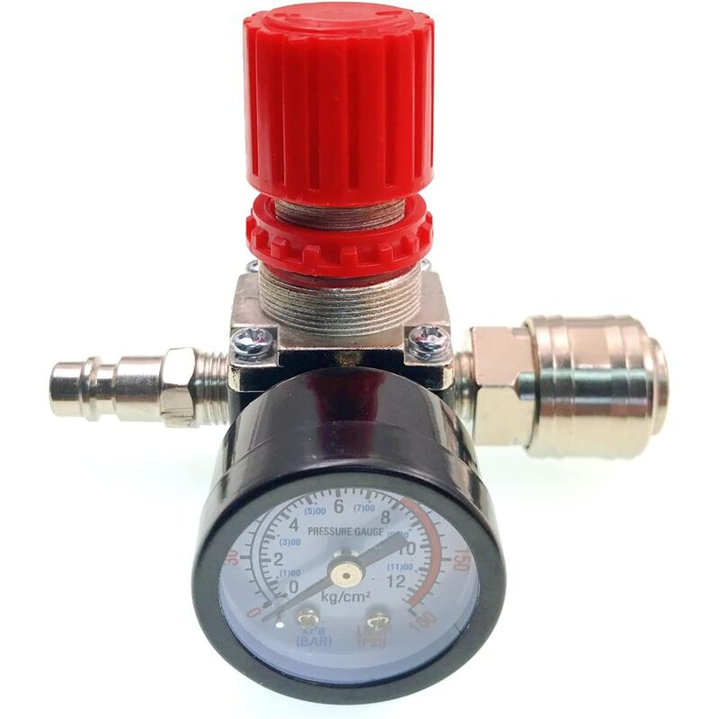 Air Compressor Pressure Regulator, 1/4\" Pneumatic Pressure Regulator, Pressure Control Valve with Connection 140 PSI 12 Bar