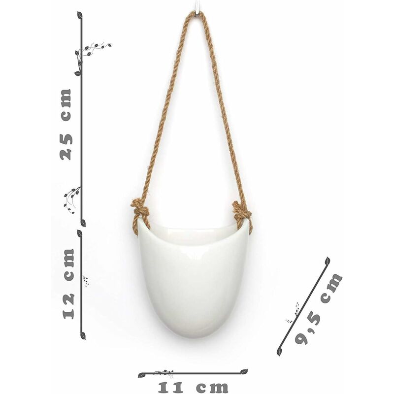 Set of 3 white ceramic wall pots - Fei Yu