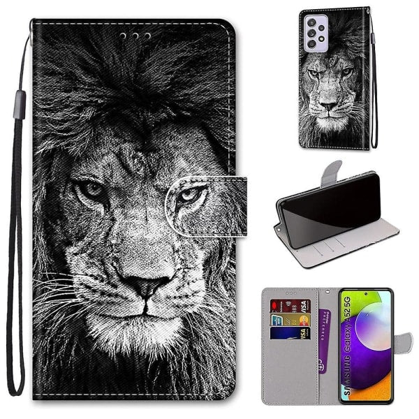 Case for Samsung Galaxy A52s 5g Creative Pattern Tui Magnetic Card Holder Wallet - Lion