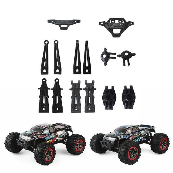 For XLH Hosim 9125 RC Car 14pcs Front Rear Upper Lower Control Arm Control Stub Axle Bumper Black