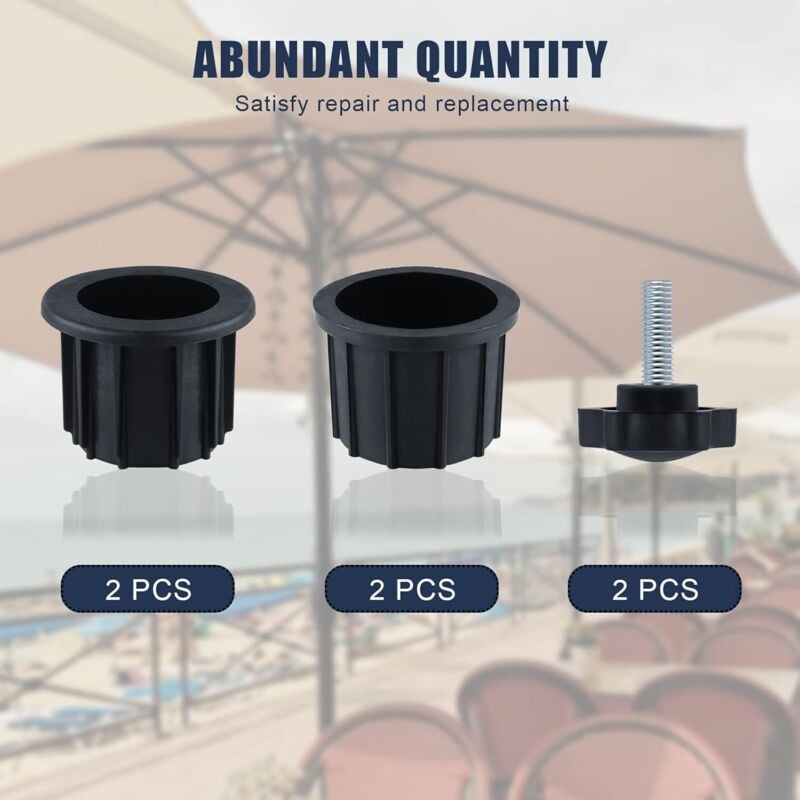 6-piece balcony parasol accessory set - 4 umbrella hole rings and 2 hand screws, black - Compatible with outdoor tables and terraces