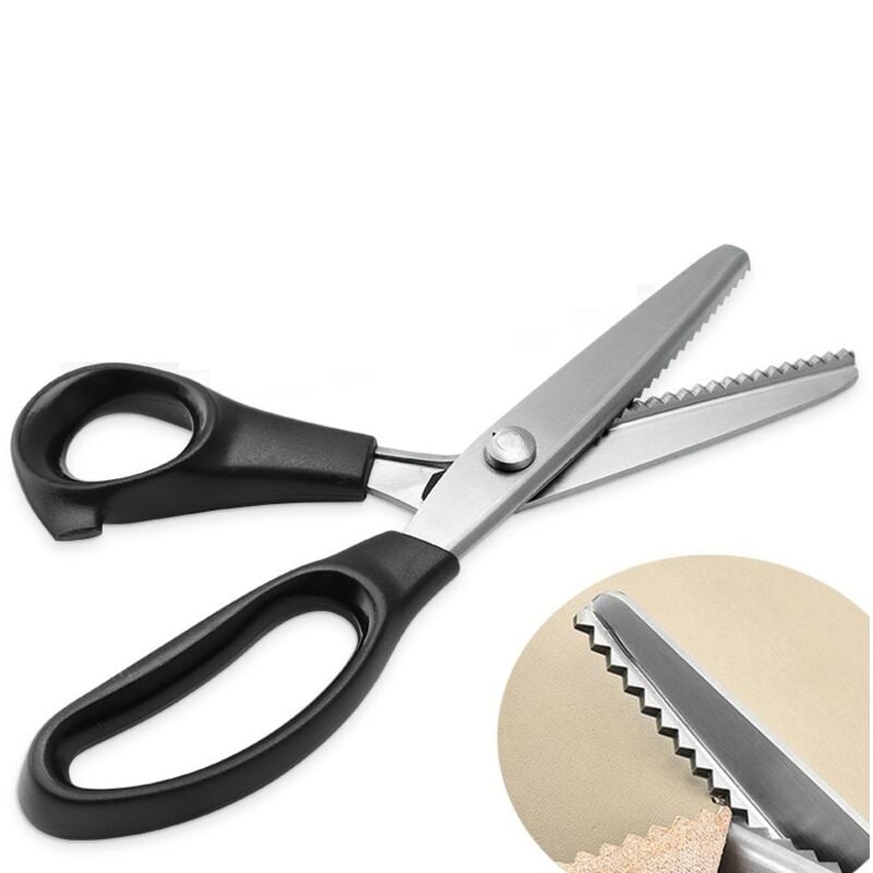 Professional Stainless Steel Zigzag Fabric Scissors with Comfort Grip for Sewing Fabrics by the Meter Compatible with Cisea for Children and Adults