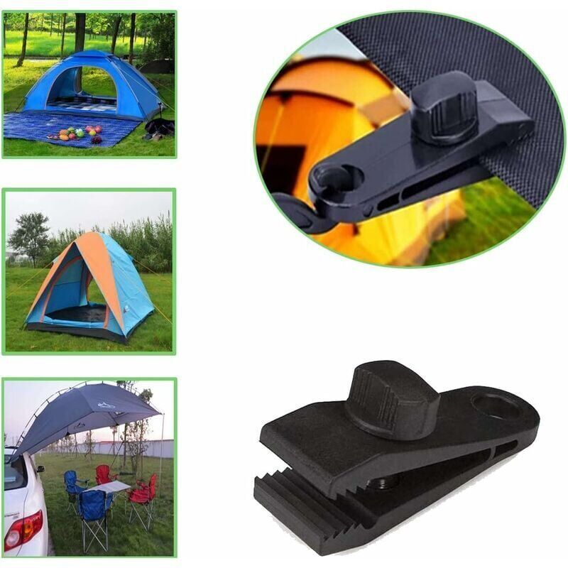 12 pcs Tent Clamps, Heavy Duty Tent Clamps Set Instant Awning Clamp for Tent Tarpaulin Caravan Garden Shelter, Black (12), by DEBUNS