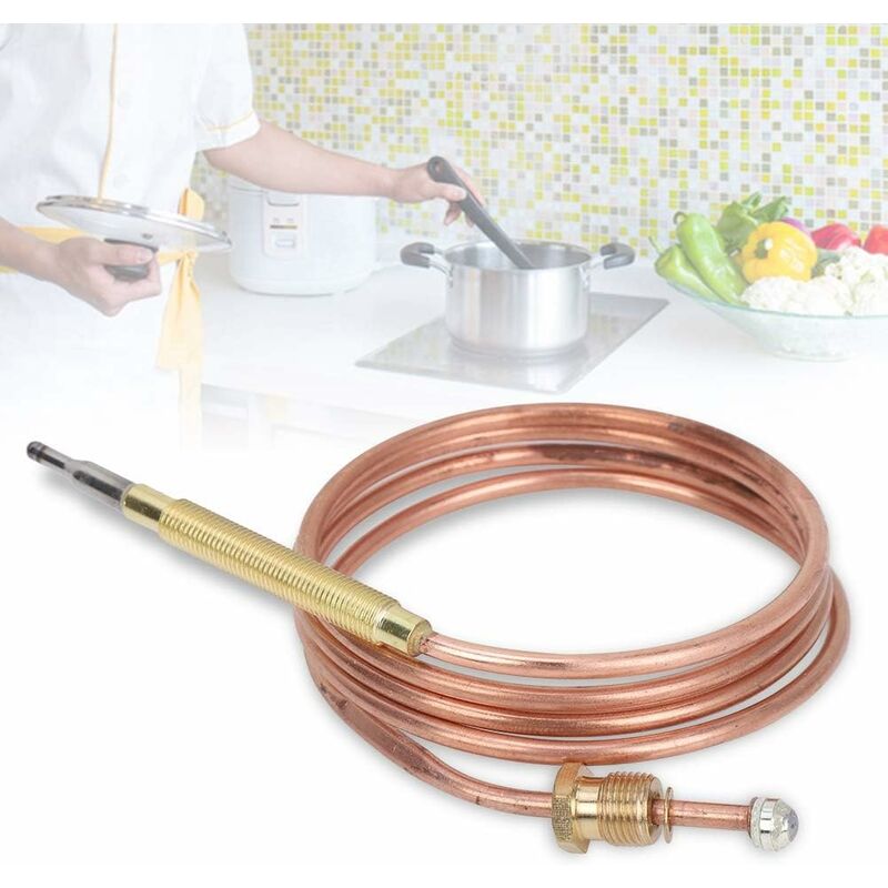 Universal Thermocouple, Temperature Sensor with Nuts, Replacement Thermocouple Kit Adapters for Gas Ovens, Induction Cooktops, Gas Stoves, Heaters