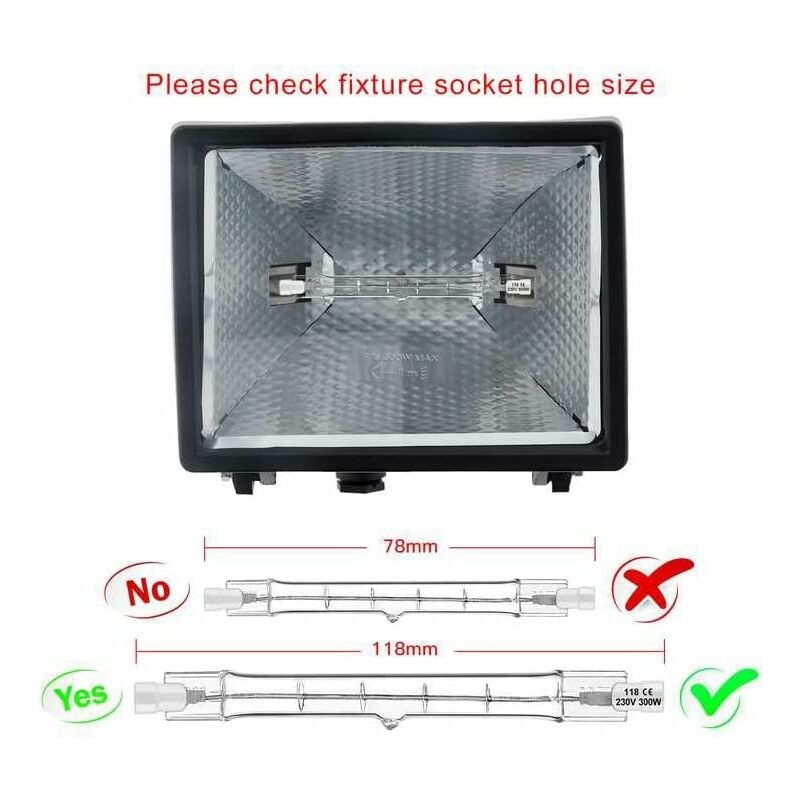 5-pack R7S Halogen Bulb 118mm 200W 230V Dimmable for Construction Floodlights Landscape Lighting Living Room Lighting