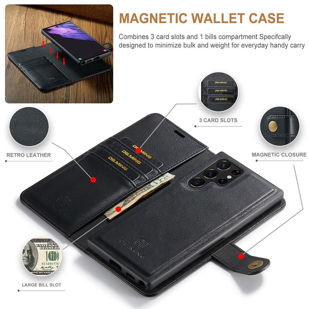 DG.MING 2-in-1 Magnetic Wallet Samsung Galaxy S22 Ultra Black_max