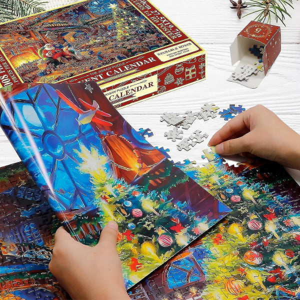 Puzzle Advent Calendar 2025, 1008 Puzzle Pieces 25 Days Christmas Countdown Advent Calendars 2