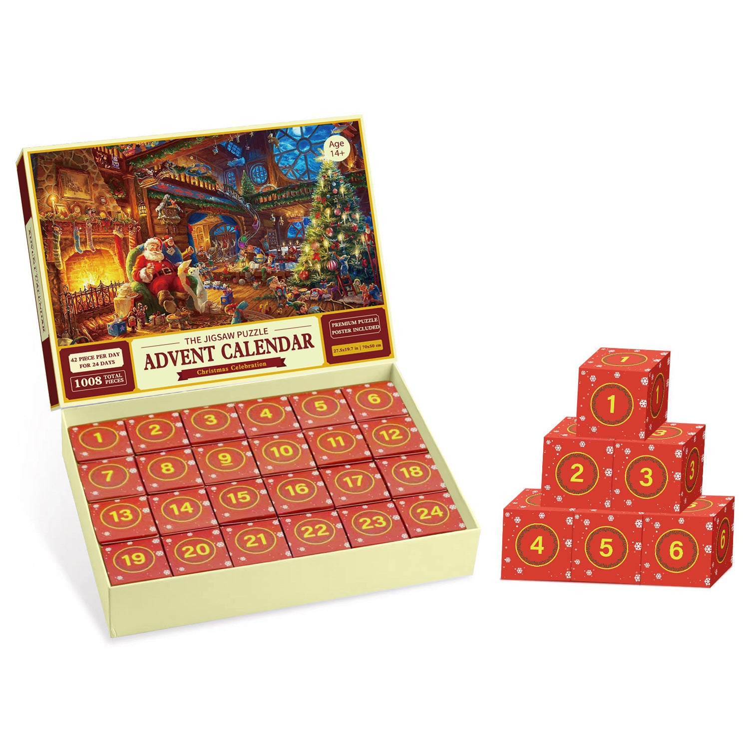 Puzzle Advent Calendar 2025, 1008 Puzzle Pieces 25 Days Christmas Countdown Advent Calendars 2