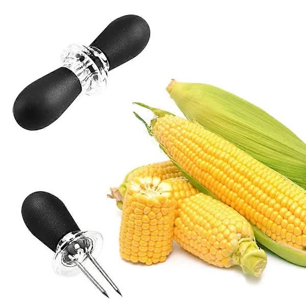 pcs Stainless Steel Corn Forks, Corn Rack, Corn Cob, Kitchen Utensils, Small Round Head, Grill Corn Black