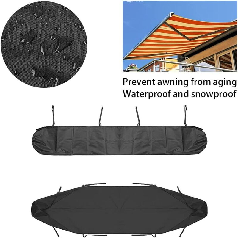 Awning Dust Cover, 3m Patio Awning Dust Cover Black Patio Awning Storage Cover, Waterproof Winter Protection, AAFGVC