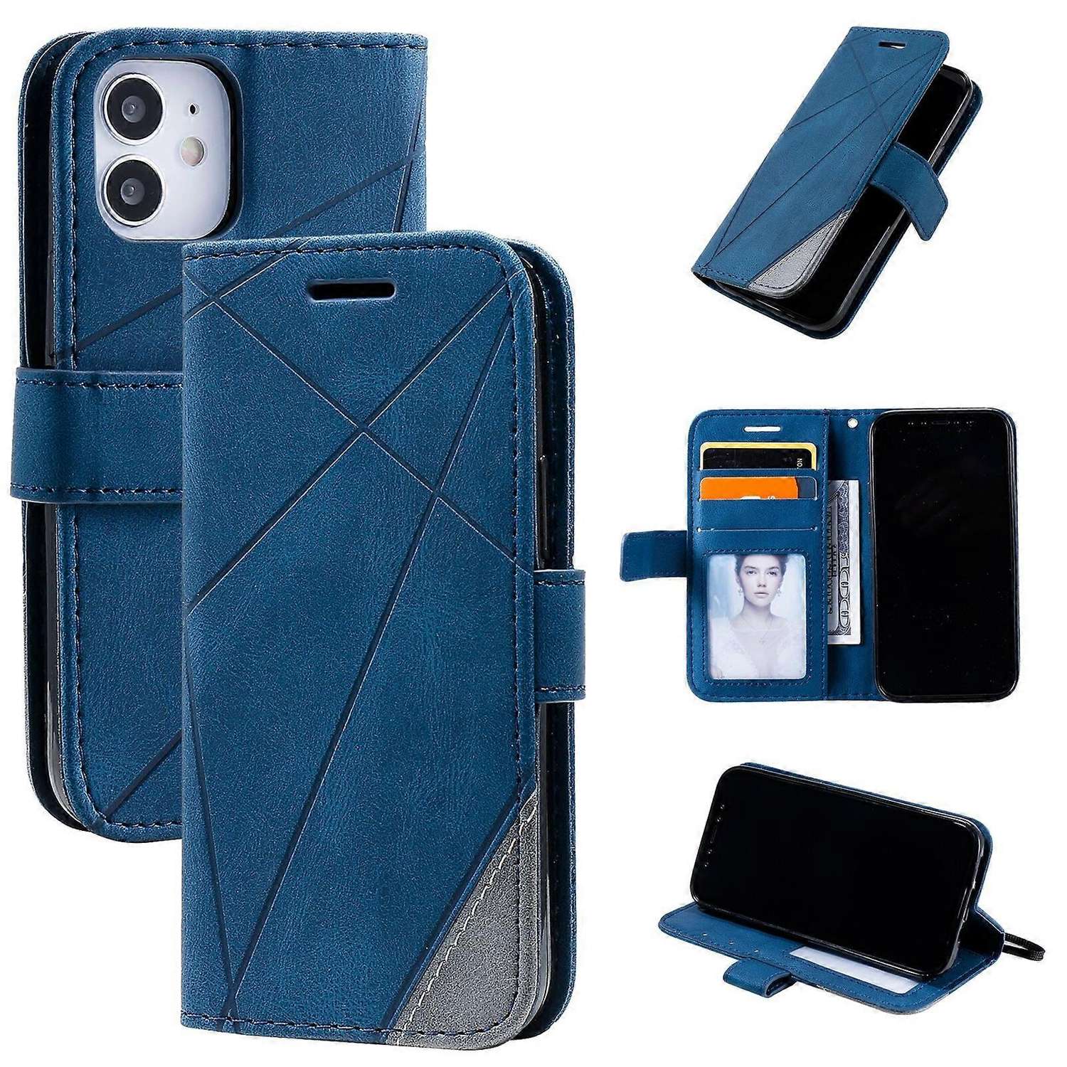 Case Compatible with iPhone 11 Leather Magnetic Folio Case with Card Holder Compatible with iPhone 11- Perfect Blue-max Blue