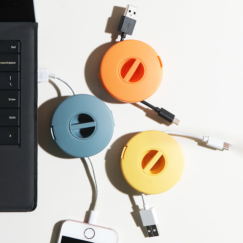 Set of 4 cable holders, empty, retractable, compact and versatile, for USB cables, charging cables and small accessories R