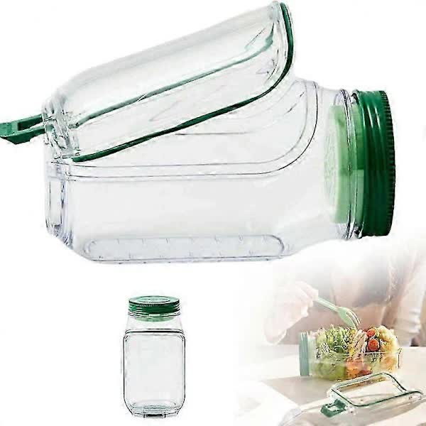 NEW Salad Container with Sauce Dressing Container, Vertical Layered Salad Container with Built-in Bowl, Portable Leak-Proof All-in-One Salad Box