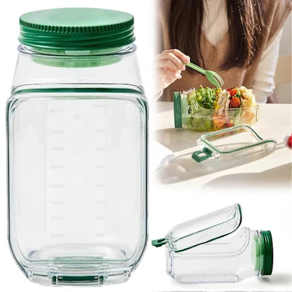 NEW Salad Container with Sauce Dressing Container, Vertical Layered Salad Container with Built-in Bowl, Portable Leak-Proof All-in-One Salad Box