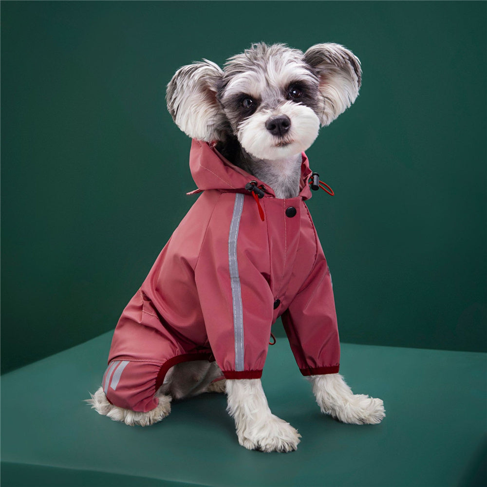 Dog Rainwear Raincoat Pet Hood Waterproof Jacket Clothing pink L
