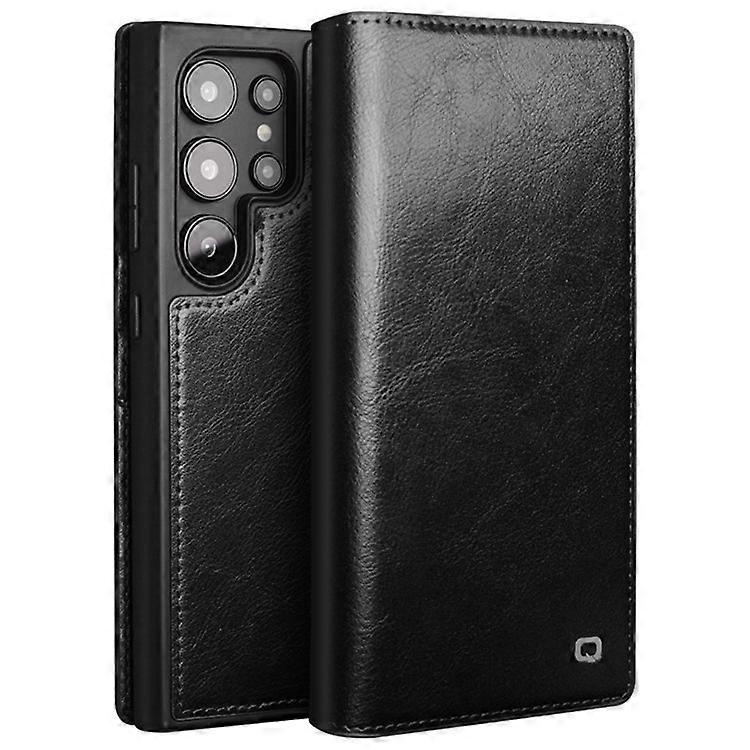 Compatible with Samsung Galaxy S24 Ultra Mobile Case Wallet Case Flip Stand Phone Protection Genuine Leather Black