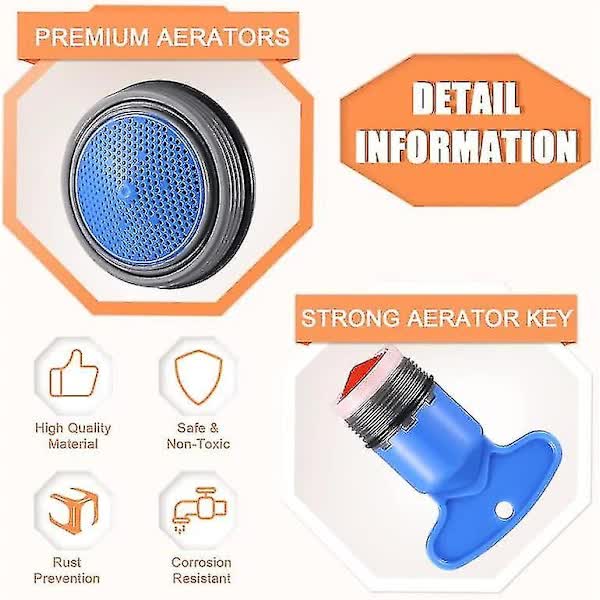 12pcs Faucet Aerator Replacement for Sink Aerator with 5pcs Faucet Aerator Key Removable Tool M16.5 18.5 21.5 24mm...