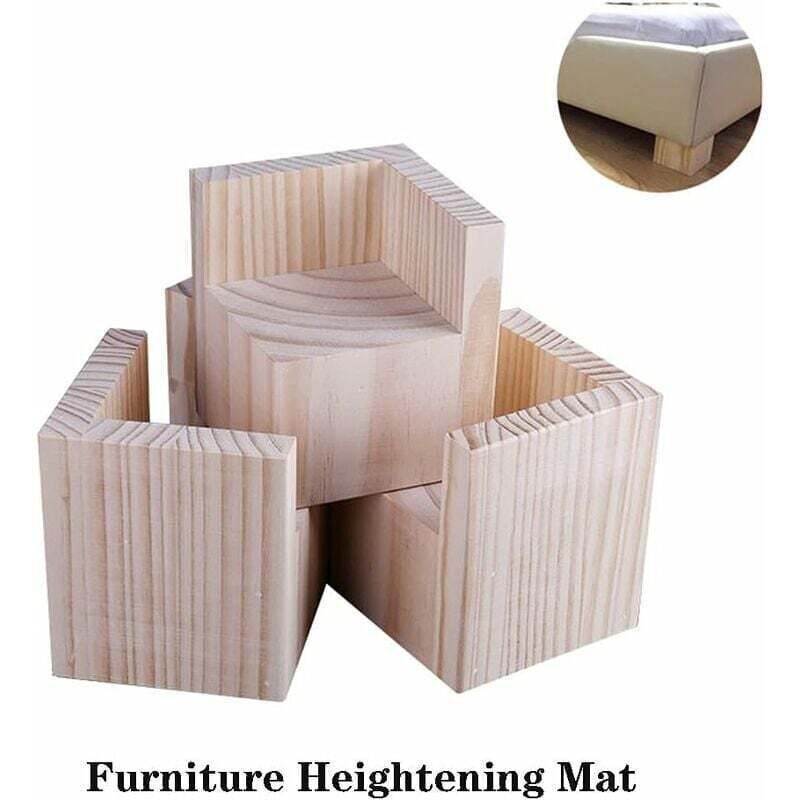 4-pack Furniture Risers Wooden Furniture Risers, Desk and Bed Risers Furniture Lifting Feet Legs up to for Desk Table Bed (Size: 5x5x5cm)..