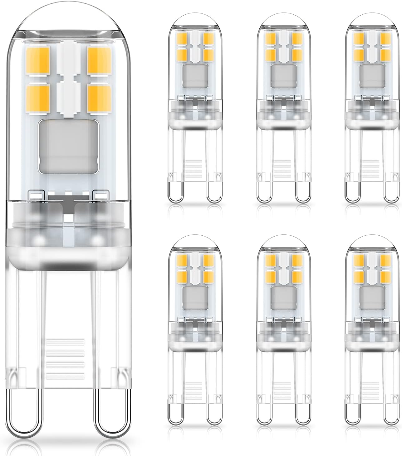 G9 LED bulbs 1.5W equivalent to 20W halogen natural white light 4000K, AC 220-240V, non-dimmable, mini bulb, flicker-free, 6-pack_MGF