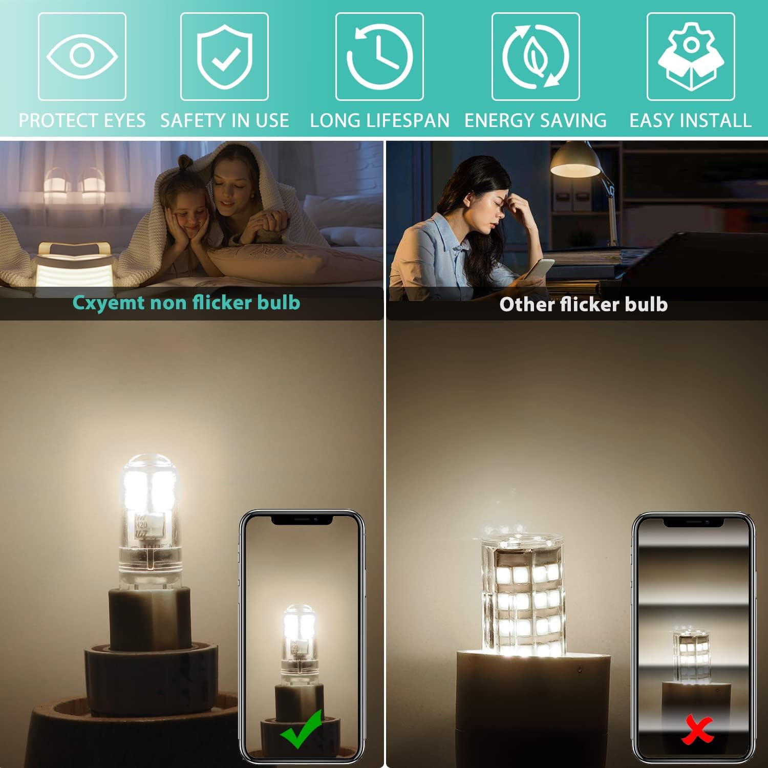 G9 LED bulbs 1.5W equivalent to 20W halogen natural white light 4000K, AC 220-240V, non-dimmable, mini bulb, flicker-free, 6-pack_MGF