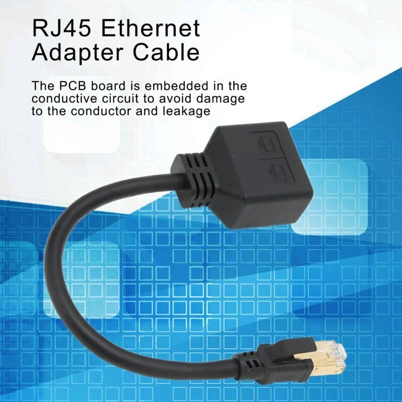 RJ45 Splitter Adapter, 1 to 2 Port RJ45 Network Ethernet Adapter Splitter, CAT8 Network Cable Splitter Adapter for Home Office,